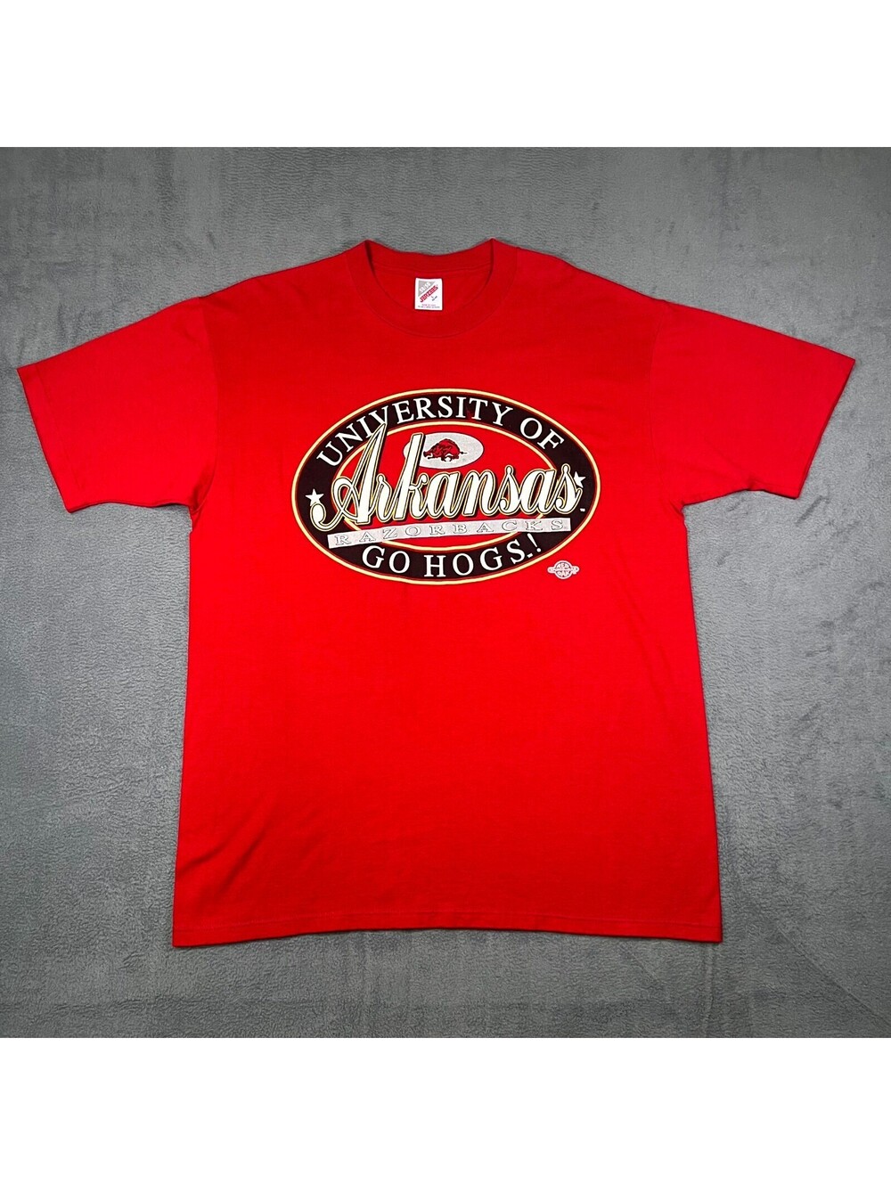 Vintage Jerzees T-Shirt Red Men Large University of Arkansas Razorbacks Football